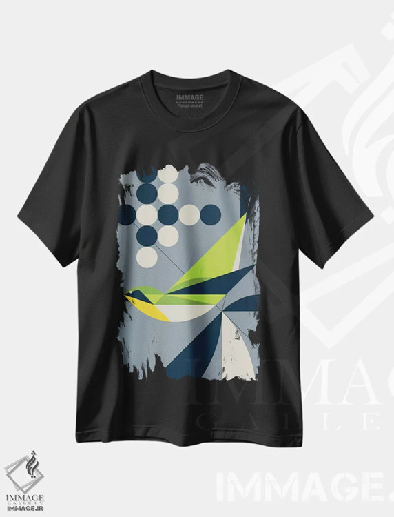 تیشرت مشکی طرح دار واربلر، دکور معاصر اثر گرگ مابلی | فروشگاه ایماژ