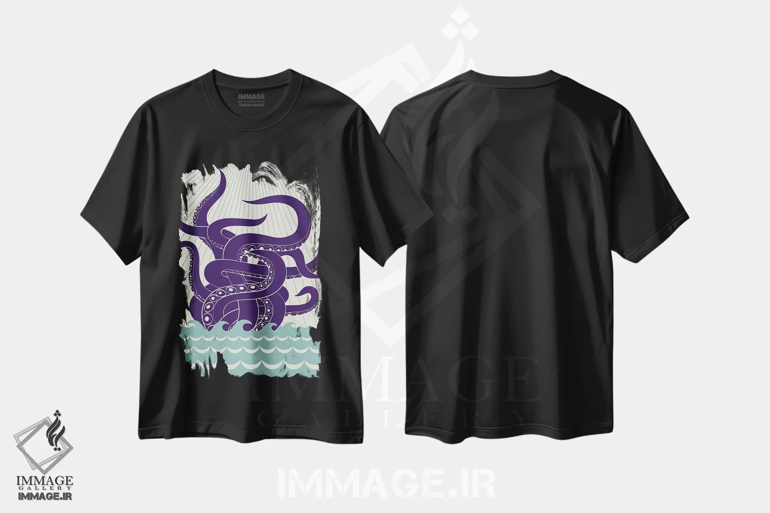 تیشرت مشکی طرح دار هیولای دریا، دکور ساحلی اثر گرگ مابلی | immage.ir