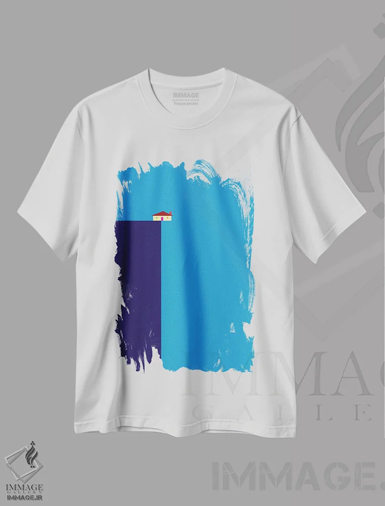 تیشرت سفید طرح دار صخره، دکور معاصر اثر گرگ مابلی | فروشگاه ایماژ