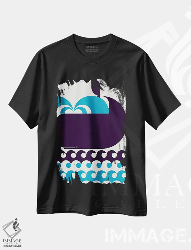 تیشرت مشکی طرح دار نور کاشالوت بزرگ، دکور ساحلی اثر گرگ مابلی | فروشگاه ایماژ