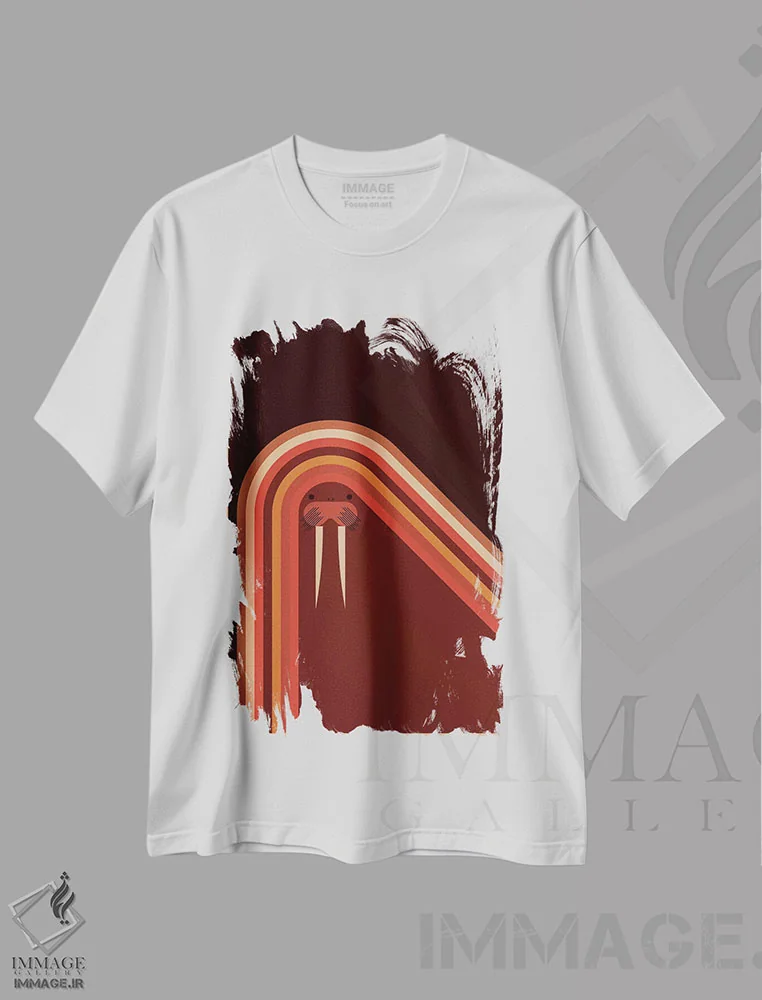 تیشرت سفید طرح دار شفق قطبی، تزئینی اثر گرگ مابلی | immage.ir