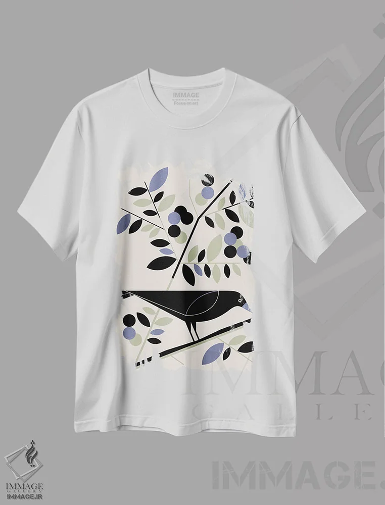 تیشرت سفید طرح دار غراب آمریکایی، تزئینی اثر گرگ مابلی | immage.ir