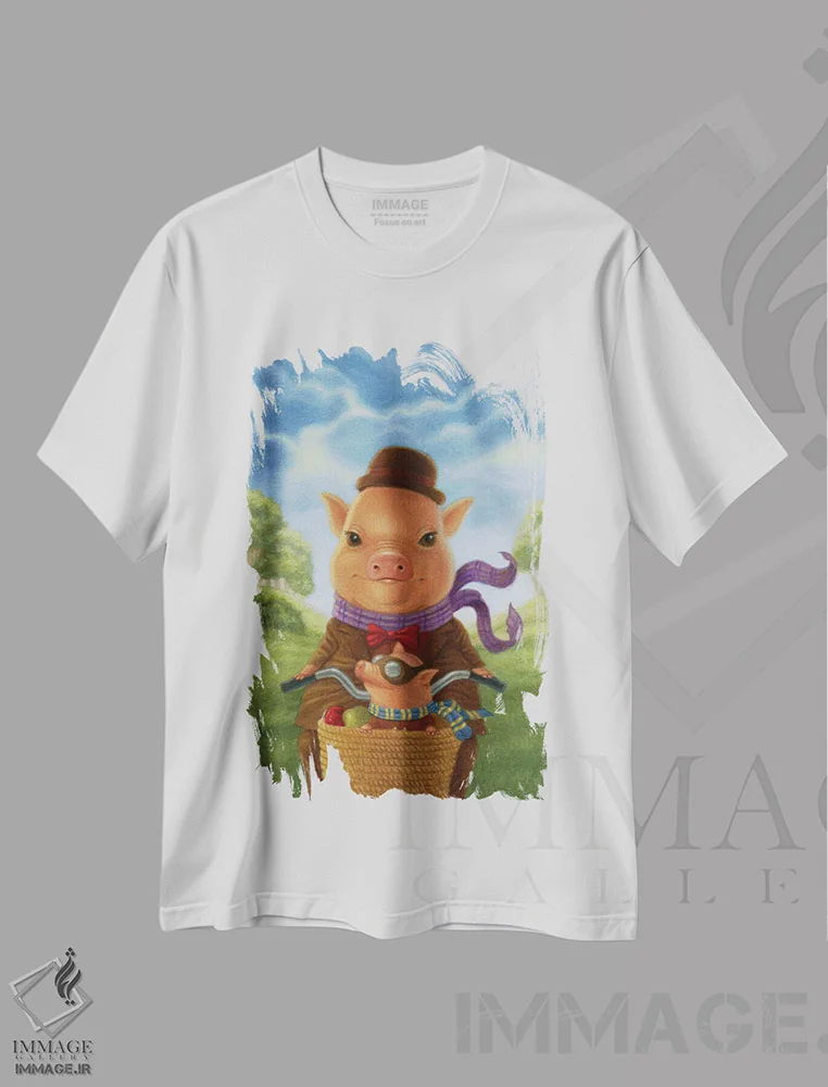 تیشرت سفید طرح دار روز خوب کادوالادر در بیرون، هنر فاخر معاصر اثر جینا ماتارازو | فروشگاه ایماژ