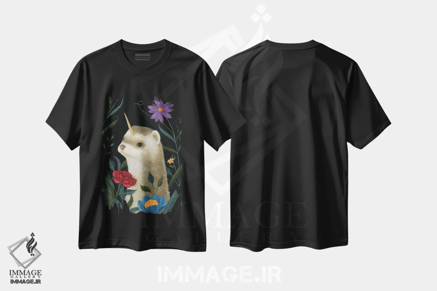 تیشرت مشکی طرح دار پِتی شاخ اسبی، دکور معاصر اثر جینا ماتارازو | immage.ir