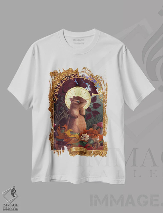 تیشرت سفید طرح دار تمیاس استریاتاس، هنر دیجیتال اثر جینا ماتارازو | فروشگاه ایماژ