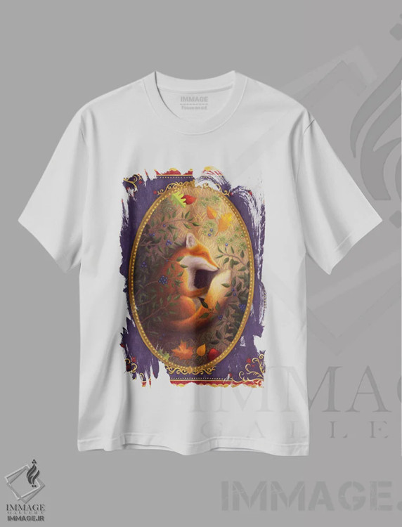 تیشرت سفید طرح دار روباه خوابیده، دکور معاصر اثر جینا ماتارازو | immage.ir