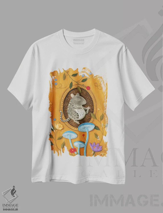 تیشرت سفید طرح دار بنجی موش بنگالی، دکور معاصر اثر جینا ماتارازو | فروشگاه ایماژ