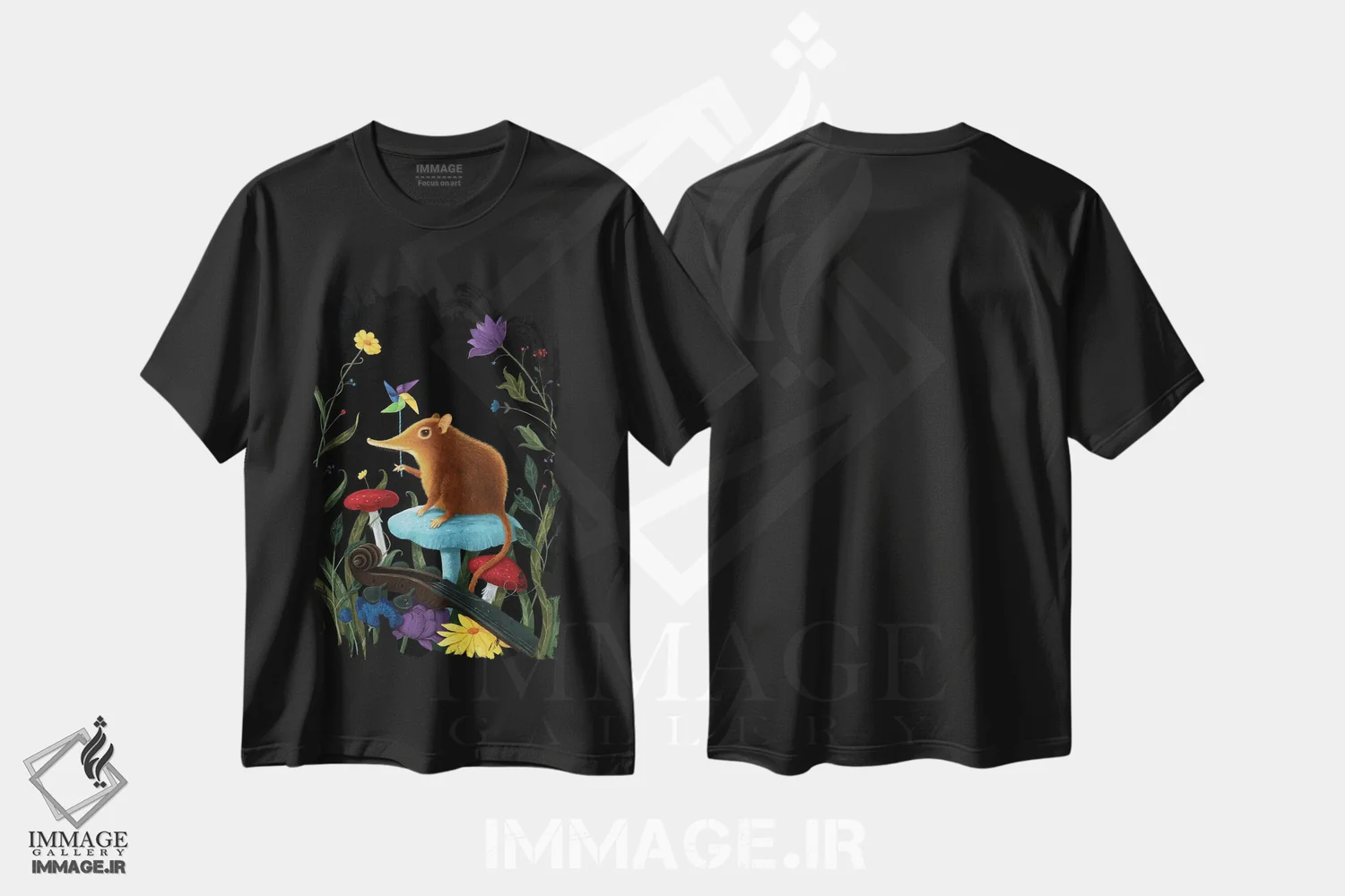 تیشرت مشکی طرح دار گنجینه های هرشل، دکور معاصر اثر جینا ماتارازو | فروشگاه ایماژ