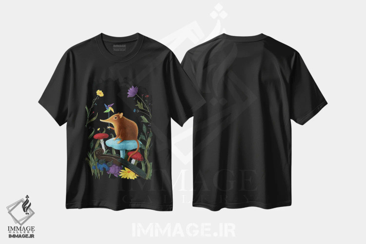 تیشرت مشکی طرح دار گنجینه های هرشل، دکور معاصر اثر جینا ماتارازو | فروشگاه ایماژ