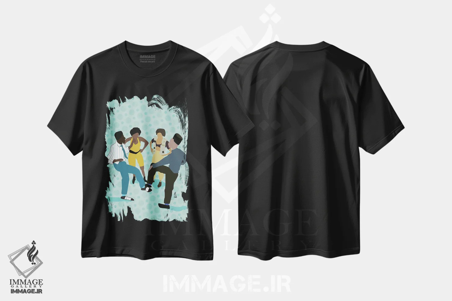 تیشرت مشکی طرح دار مهمانی خانگی، هنر آمریکایی آفریقایی تبار اثر جنادپاپ | immage.ir