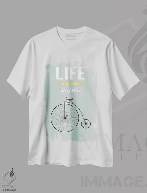 تیشرت سفید طرح دار تعادل، تزئینی اثر جنادپاپ | فروشگاه ایماژ