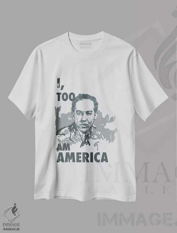 تیشرت سفید طرح دار لنگستون هیوز، هنر آمریکایی آفریقایی تبار اثر جنادپاپ | immage.ir