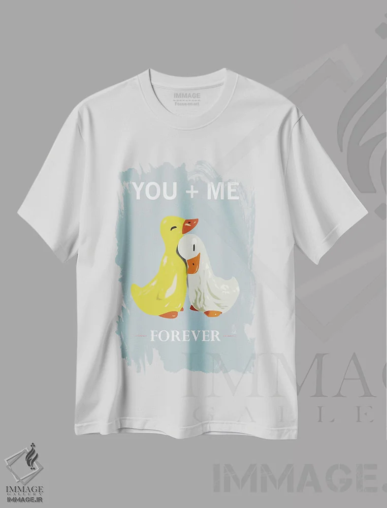 تیشرت سفید طرح دار تو و من، تزئینی اثر جنادپاپ | فروشگاه ایماژ