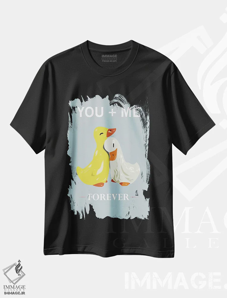 تیشرت مشکی طرح دار تو و من، تزئینی اثر جنادپاپ | immage.ir