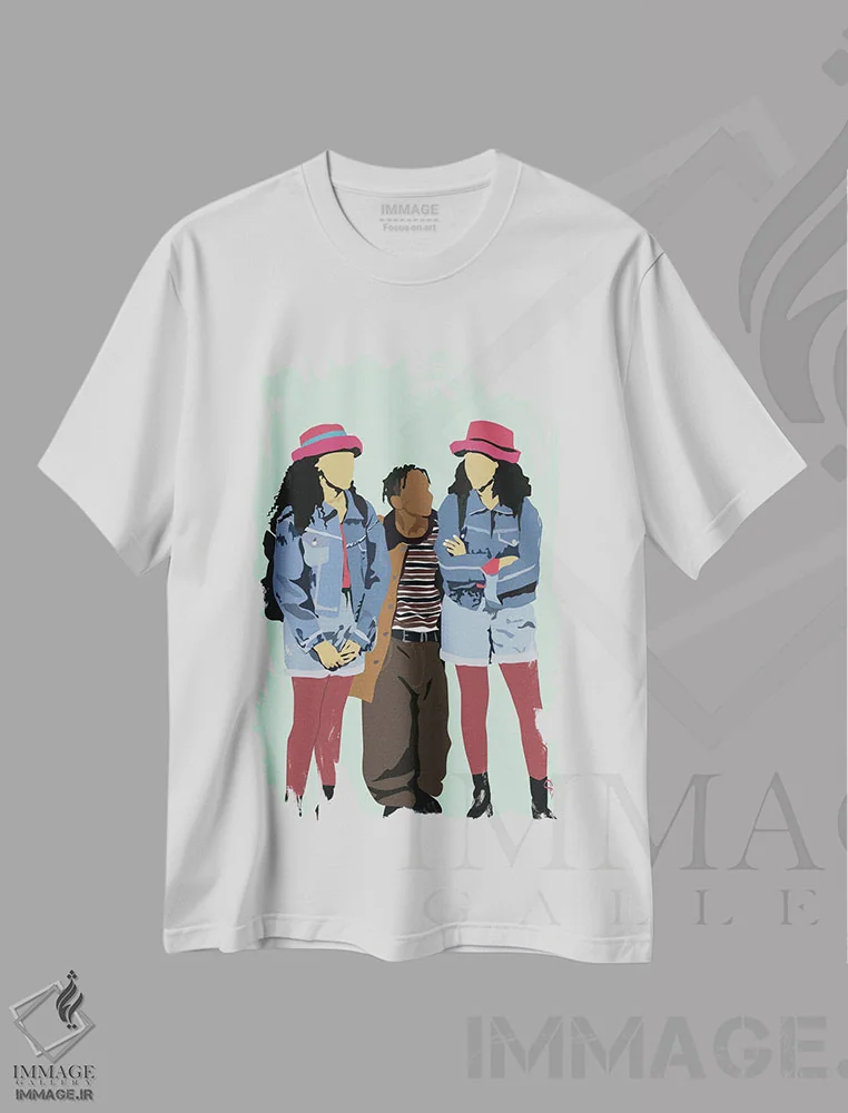 تیشرت سفید طرح دار خواهر، خواهر، هنر آمریکایی آفریقایی تبار اثر جنادپاپ | فروشگاه ایماژ