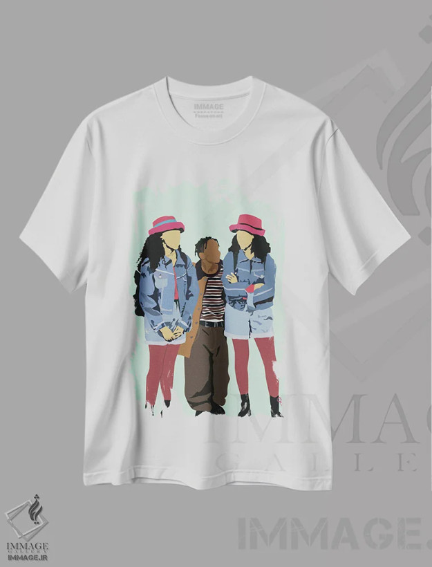 تیشرت سفید طرح دار خواهر، خواهر، هنر آمریکایی آفریقایی تبار اثر جنادپاپ | فروشگاه ایماژ