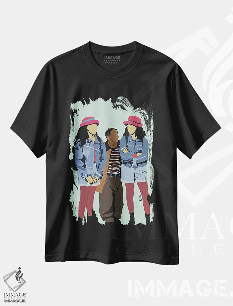 تیشرت مشکی طرح دار خواهر، خواهر، هنر آمریکایی آفریقایی تبار اثر جنادپاپ | immage.ir