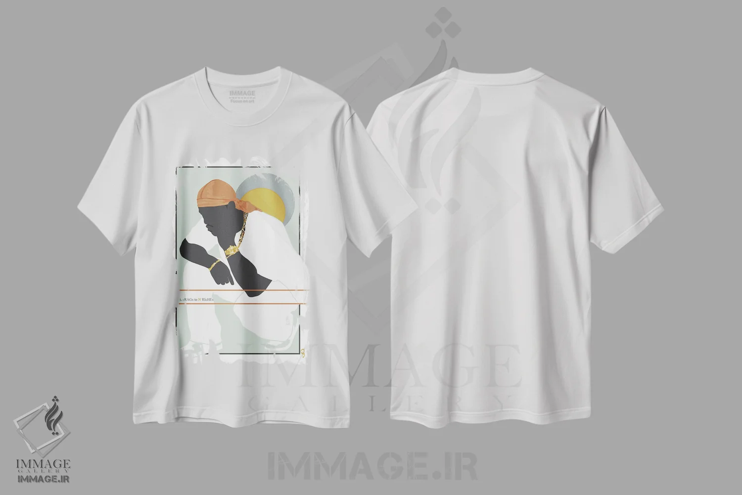 تیشرت سفید طرح دار دو رگ و ثروت ها، هنر آمریکایی آفریقایی تبار اثر جنادپاپ | immage.ir