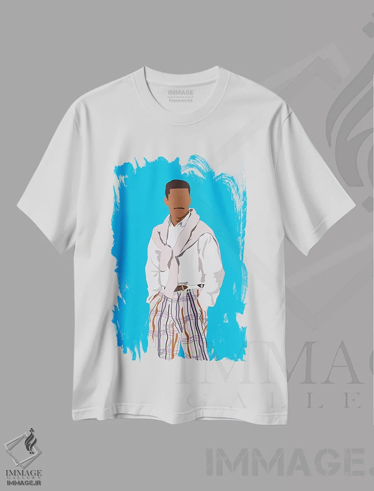 تیشرت سفید طرح دار کارلتون، هنر آمریکایی آفریقایی تبار اثر جنادپاپ | immage.ir