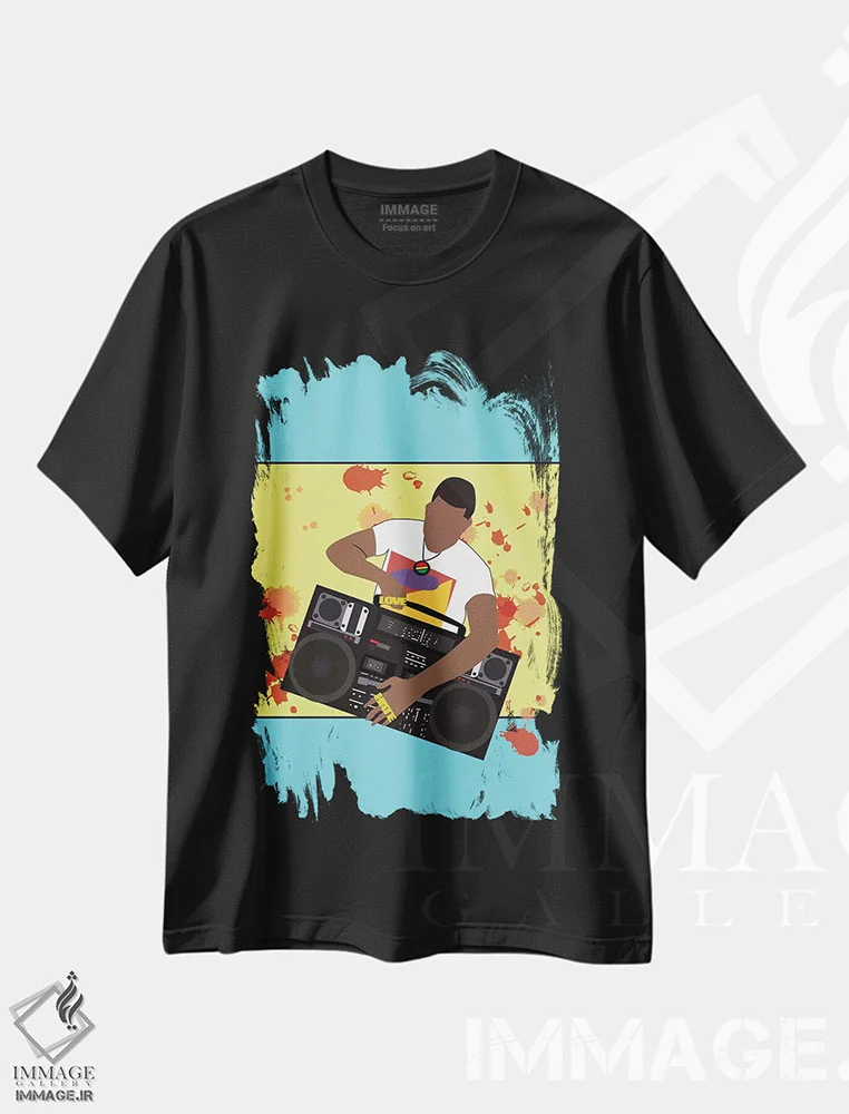 تیشرت مشکی طرح دار کار درست را انجام بده، هنر آمریکایی آفریقایی تبار اثر جنادپاپ | immage.ir