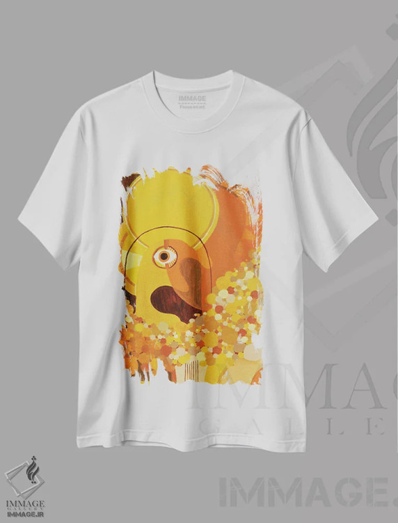 تیشرت سفید طرح دار نگاه دزدکی، آبستره اثر سارا گون | immage.ir