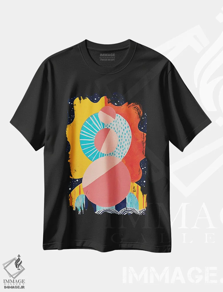 تیشرت مشکی طرح دار تعادل، آبستره اثر سارا گون | immage.ir