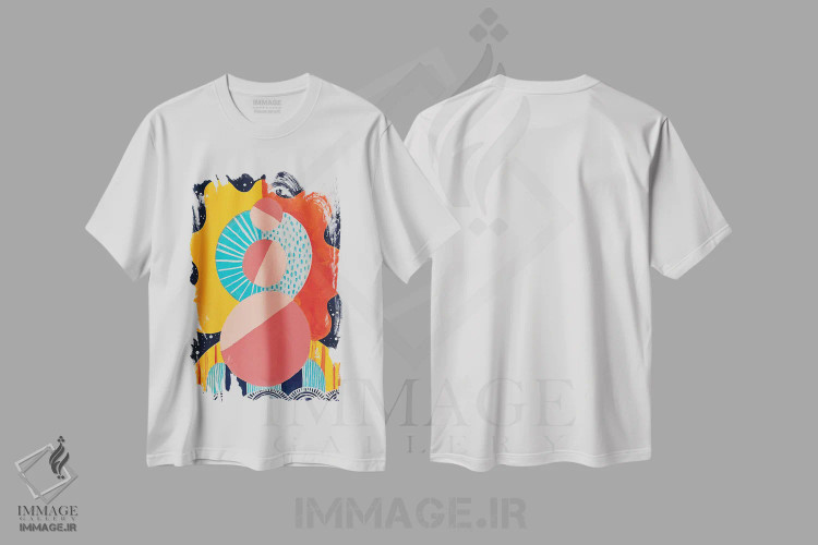 تیشرت سفید طرح دار تعادل، آبستره اثر سارا گون | فروشگاه ایماژ