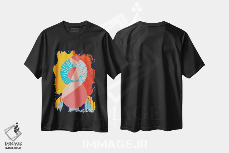 تیشرت مشکی طرح دار تعادل، آبستره اثر سارا گون | immage.ir