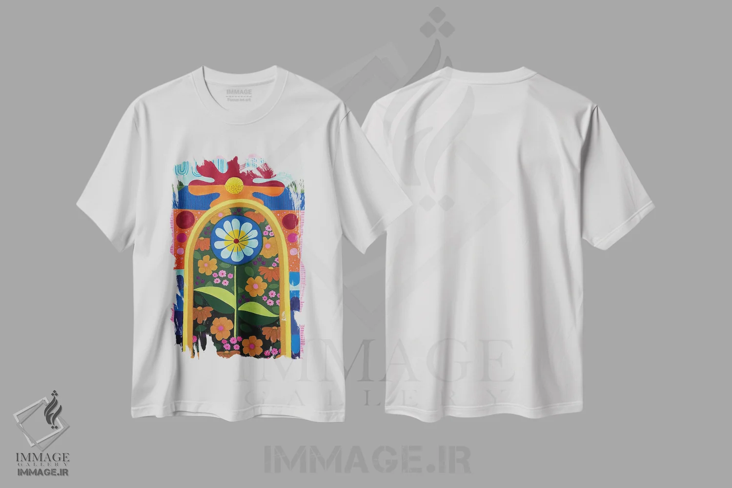 تیشرت سفید طرح دار گسترش بهار، آبستره اثر سارا گون | immage.ir