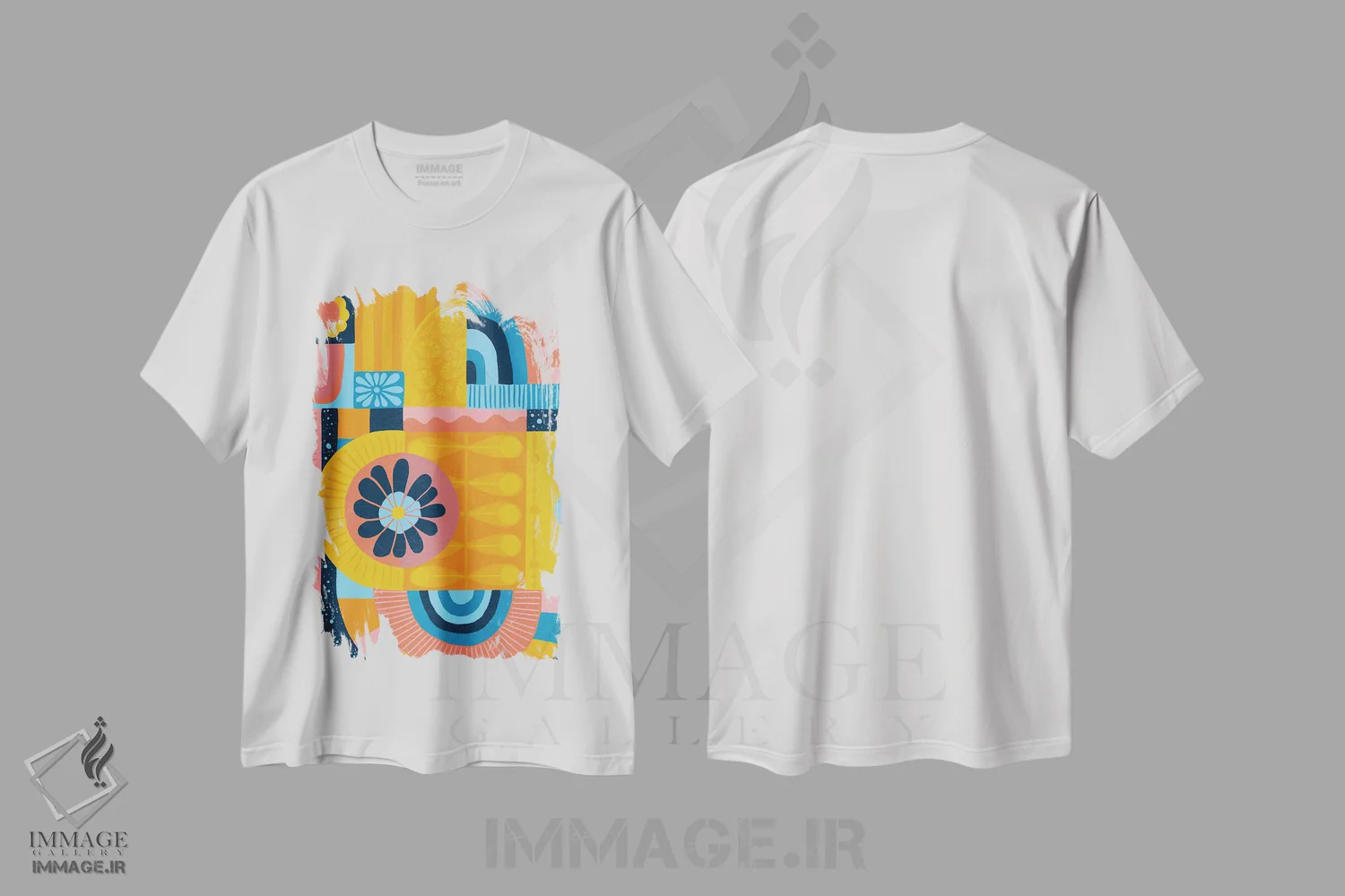 تیشرت سفید طرح دار لحاف کیهانی، آبستره اثر سارا گون | فروشگاه ایماژ