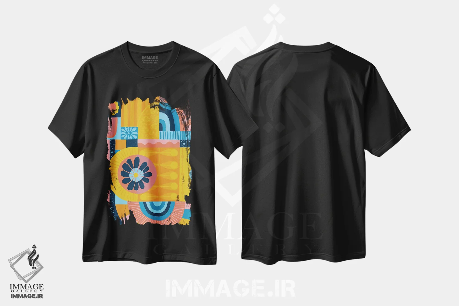 تیشرت مشکی طرح دار لحاف کیهانی، آبستره اثر سارا گون | immage.ir