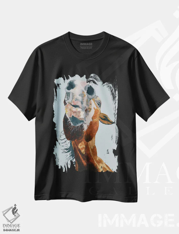 تیشرت مشکی طرح دار بوسه، دکور معاصر اثر جن فارل | فروشگاه ایماژ