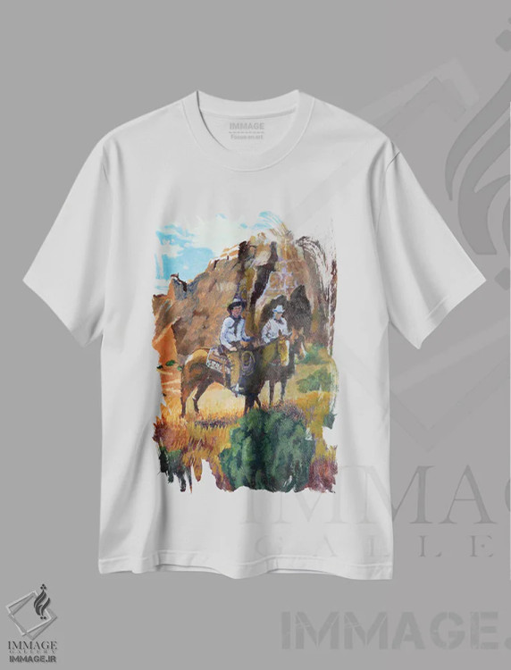 تیشرت سفید طرح دار سواران دره، دکور معاصر اثر جن فارل | immage.ir