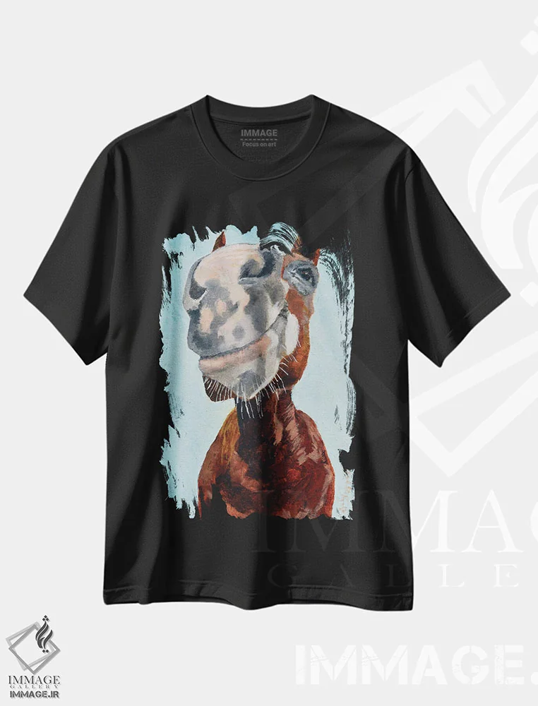 تیشرت مشکی طرح دار لبخند، دکور معاصر اثر جن فارل | فروشگاه ایماژ