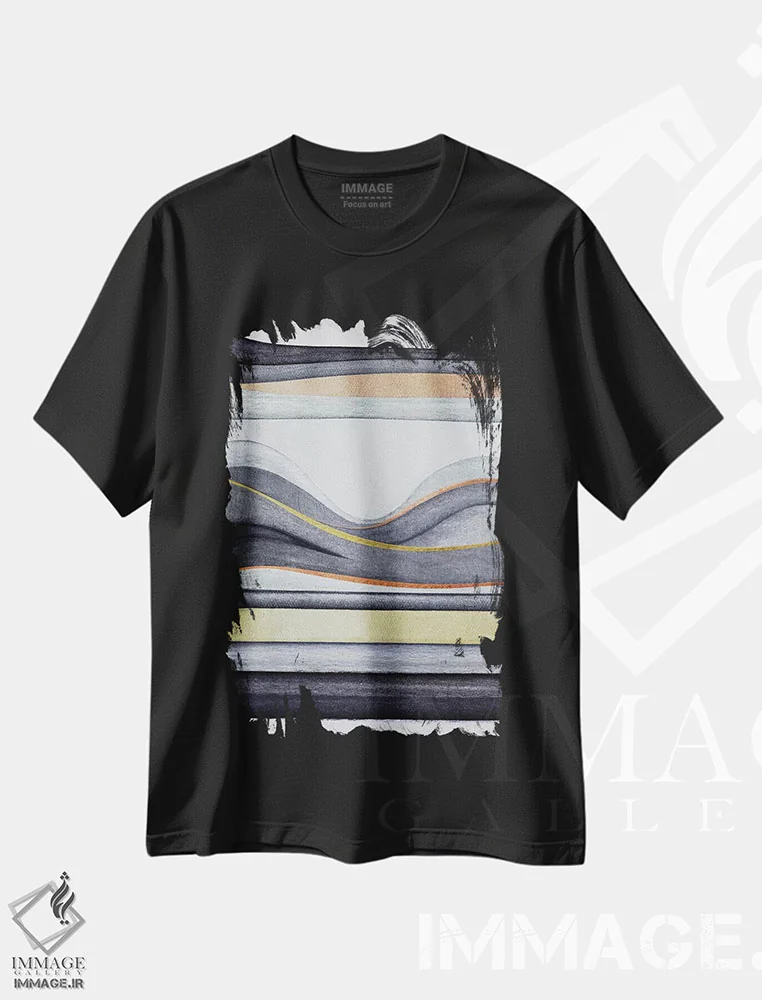 تیشرت مشکی طرح دار چشم انداز تریپی ۶ اثر مارکو گونزالز | فروشگاه ایماژ