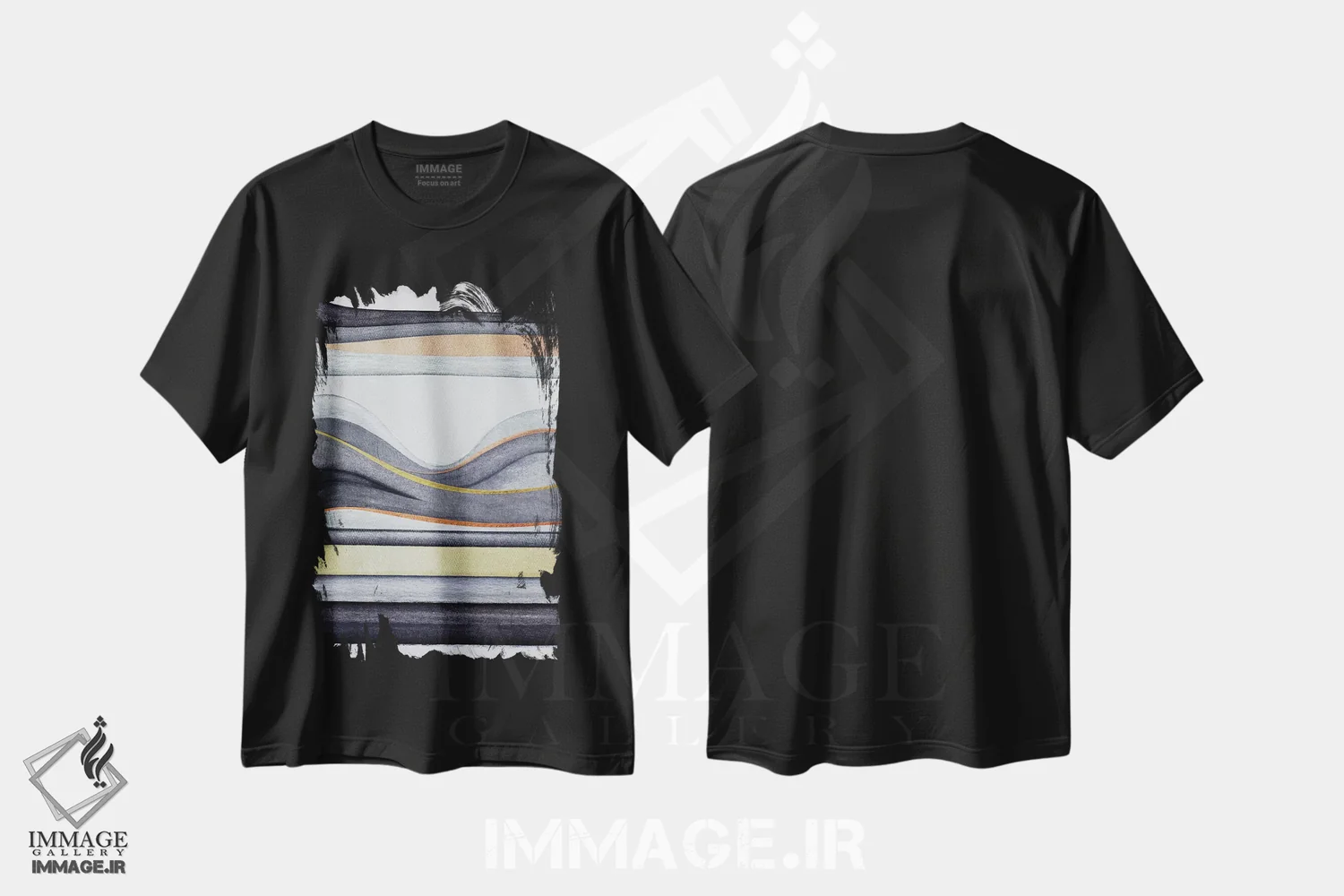 تیشرت مشکی طرح دار چشم انداز تریپی ۶ اثر مارکو گونزالز | فروشگاه ایماژ