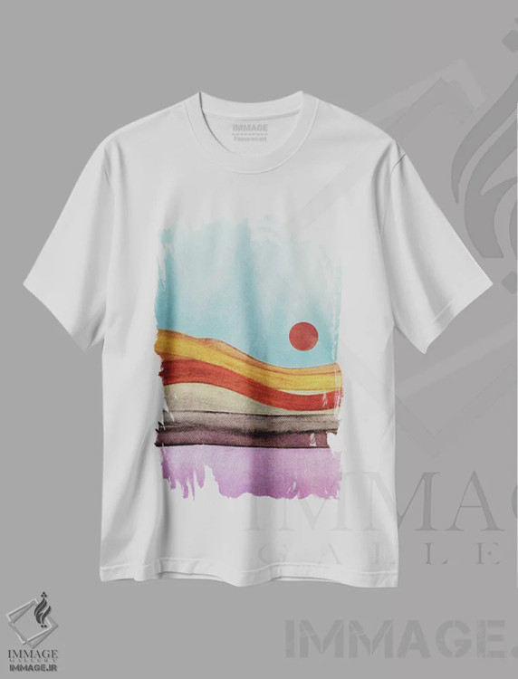 تیشرت سفید طرح دار چشم انداز تریپی ۸، آبستره اثر مارکو گونزالز | فروشگاه ایماژ