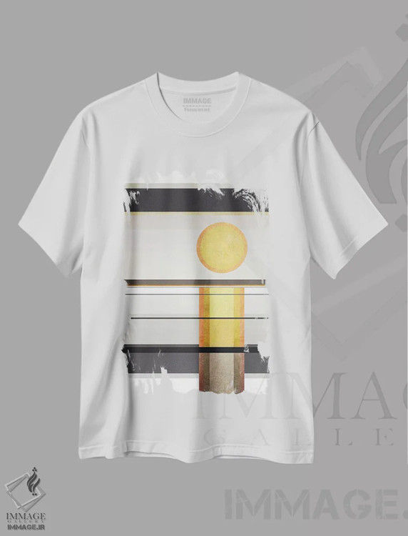 تیشرت سفید طرح دار چشم انداز تریپی هندسی ۱ اثر مارکو گونزالز | immage.ir