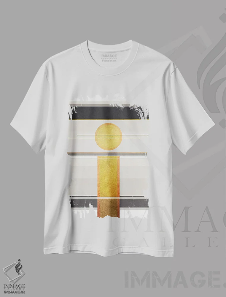 تیشرت سفید طرح دار چشم انداز تریپی هندسی ۲ اثر مارکو گونزالز | فروشگاه ایماژ