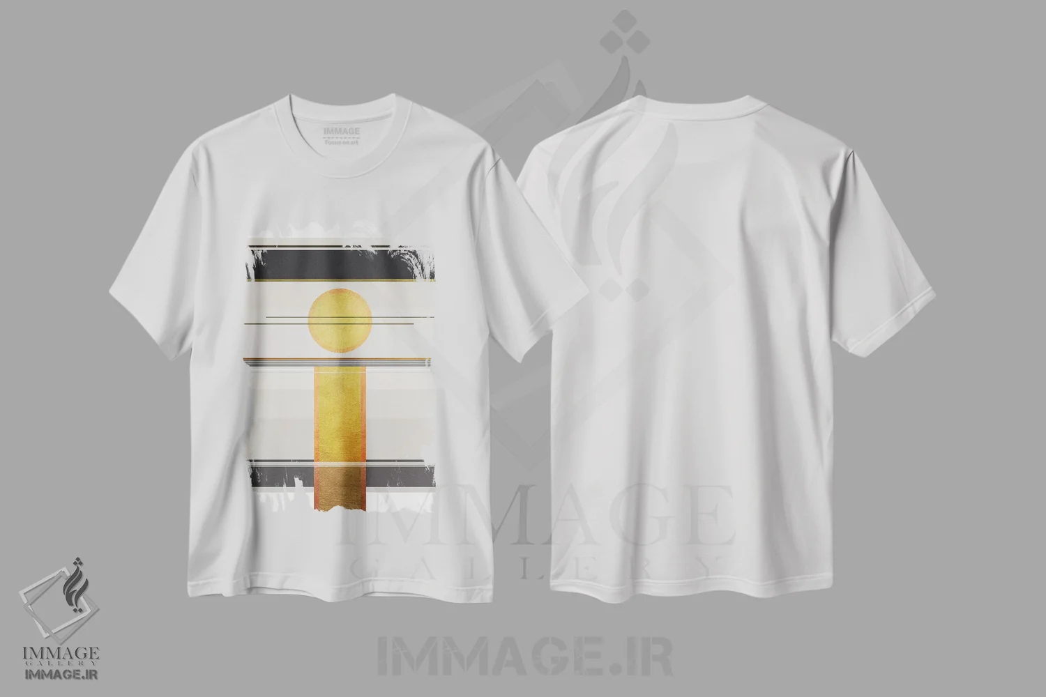 تیشرت سفید طرح دار چشم انداز تریپی هندسی ۲ اثر مارکو گونزالز | فروشگاه ایماژ