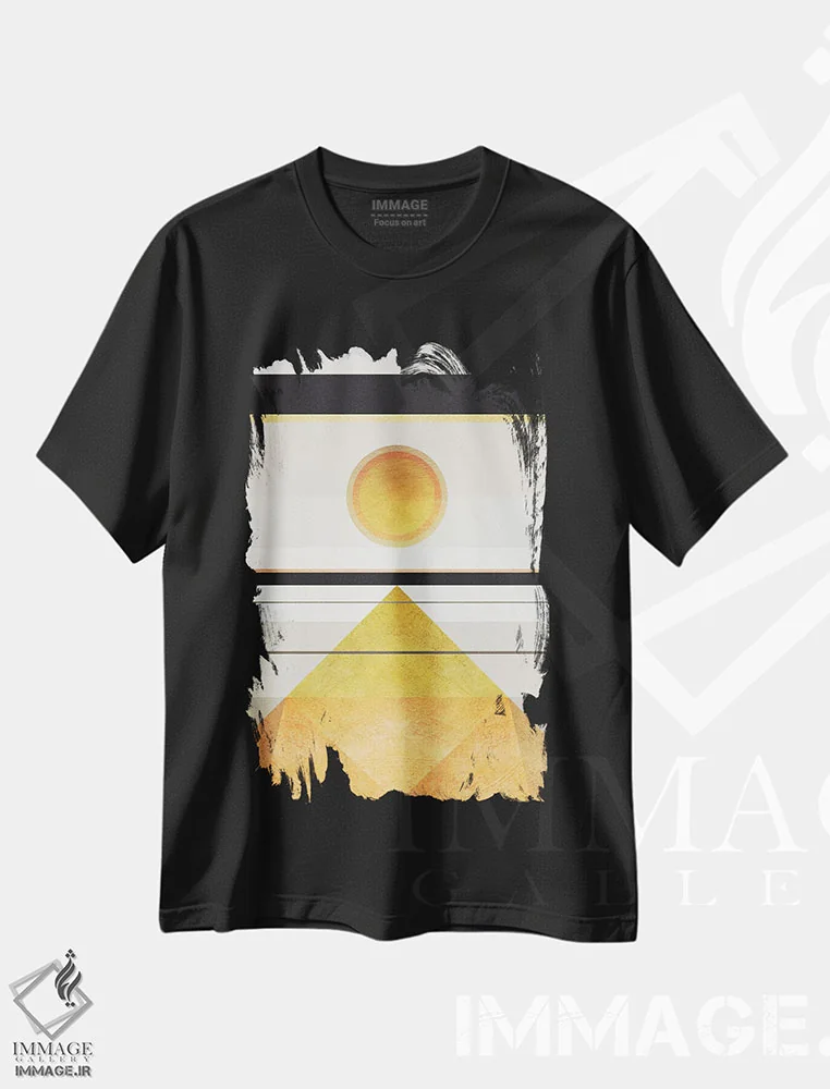 تیشرت مشکی طرح دار چشم انداز تریپی هندسی ۳ اثر مارکو گونزالز | فروشگاه ایماژ