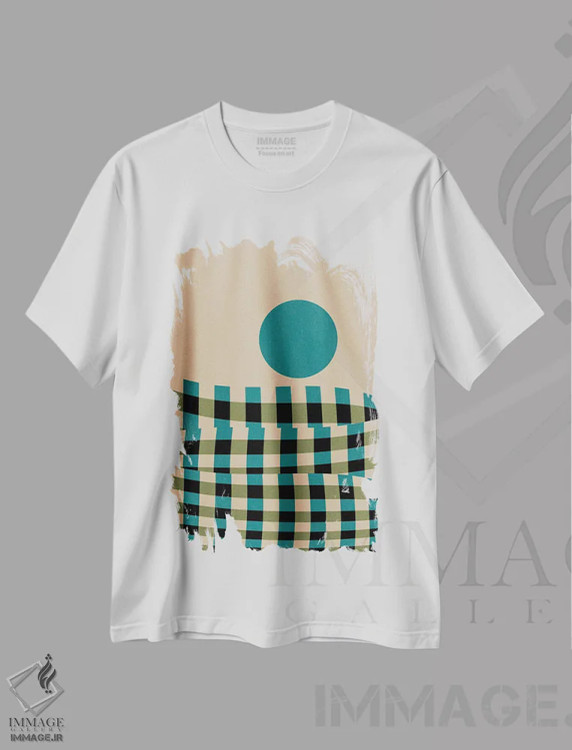 تیشرت سفید طرح دار منظرهٔ شطرنجی دوم، آبستره اثر مارکو گونزالز | immage.ir