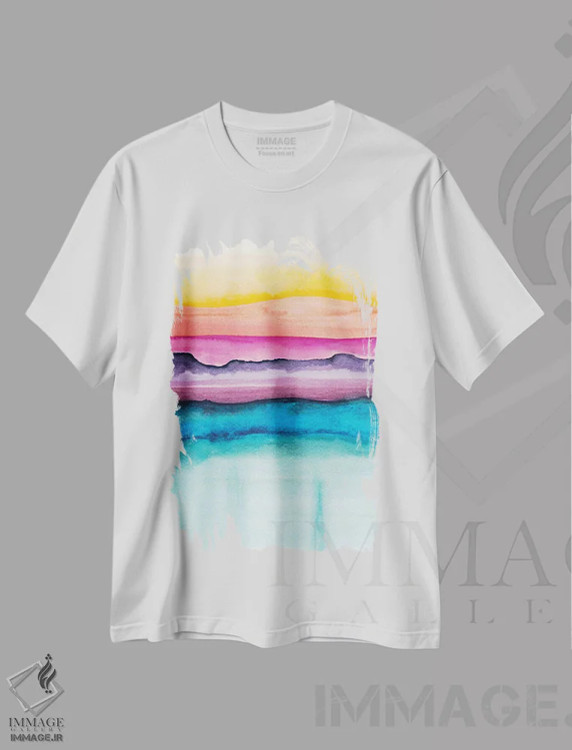 تیشرت سفید طرح دار انتزاعی شانزدهم اثر مارکو گونزالز | فروشگاه ایماژ