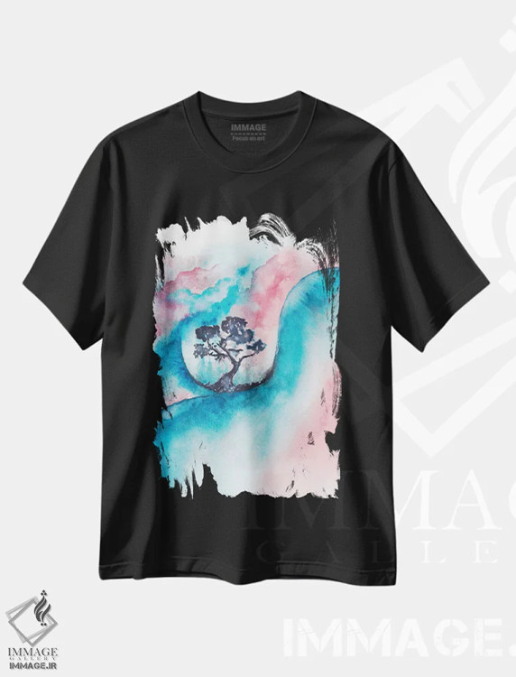 تیشرت مشکی طرح دار طبیعت انتزاعی دوم اثر مارکو گونزالز | فروشگاه ایماژ