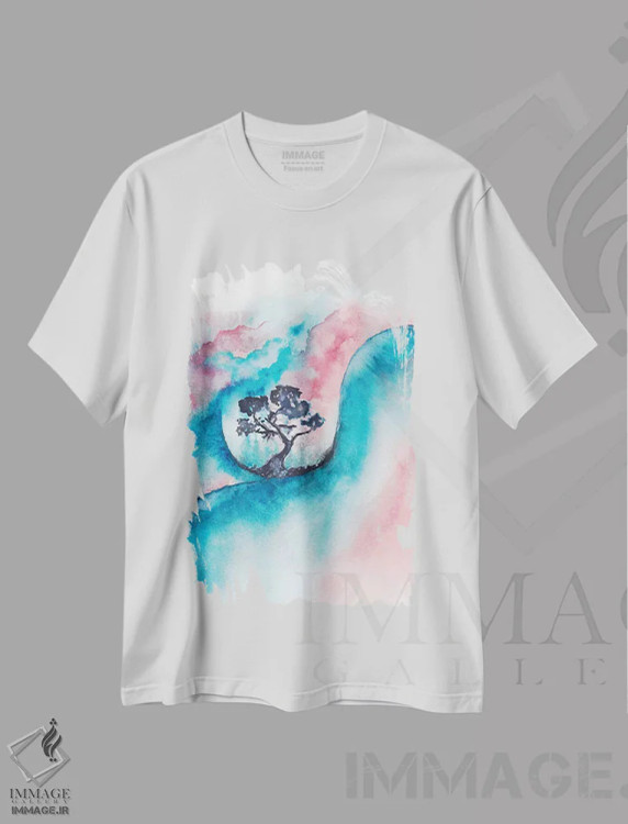 تیشرت سفید طرح دار طبیعت انتزاعی دوم اثر مارکو گونزالز | immage.ir