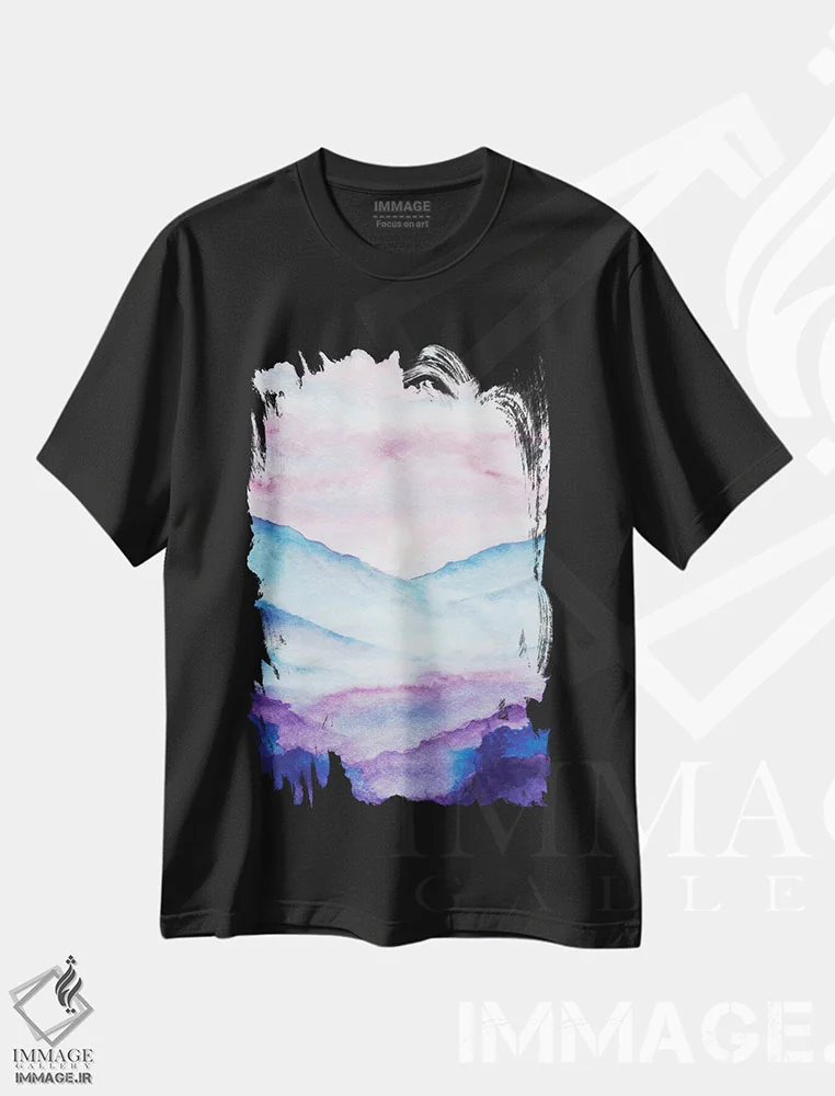 تیشرت مشکی طرح دار طبیعت انتزاعی چهارم، آبستره اثر مارکو گونزالز | فروشگاه ایماژ