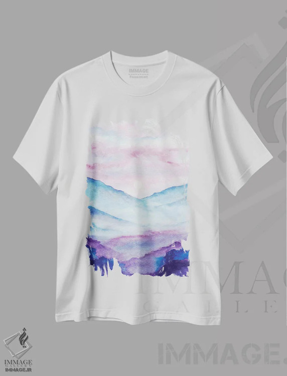تیشرت سفید طرح دار طبیعت انتزاعی چهارم، آبستره اثر مارکو گونزالز | immage.ir