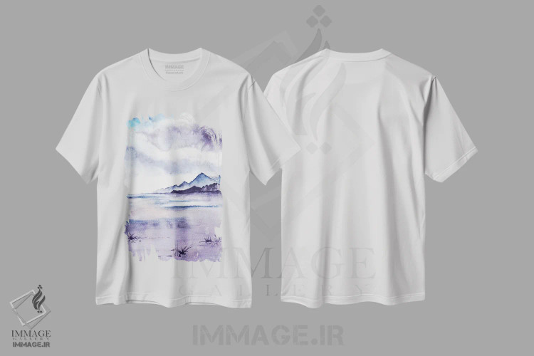 تیشرت سفید طرح دار طبیعت انتزاعی پنجم، آبستره اثر مارکو گونزالز | فروشگاه ایماژ