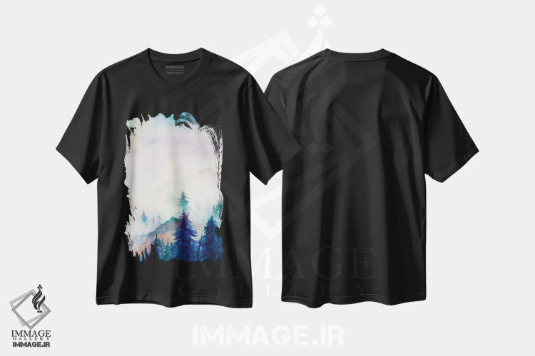 تیشرت مشکی طرح دار درون مه، آبستره اثر مارکو گونزالز | فروشگاه ایماژ