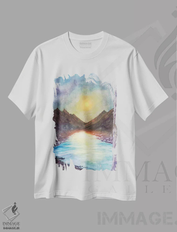 تیشرت سفید طرح دار رودخانه، آبستره اثر مارکو گونزالز | immage.ir